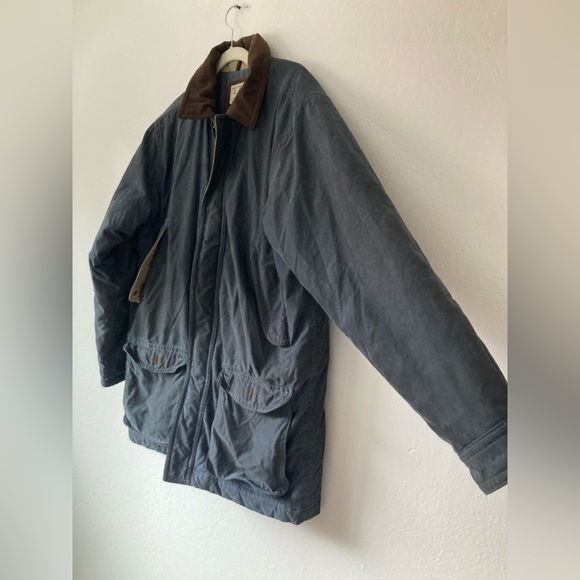 Vintage LL Bean Parka Chore Coat Wool Lined Navy Plaid Full Zip Hunting Barn - Picture 3 of 16